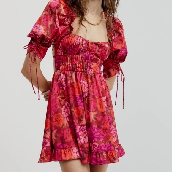 For Love And Lemons Dresses & Skirts - ⬇️ For Love & Lemons Alia Mini Dress Red / Pink Size XS
